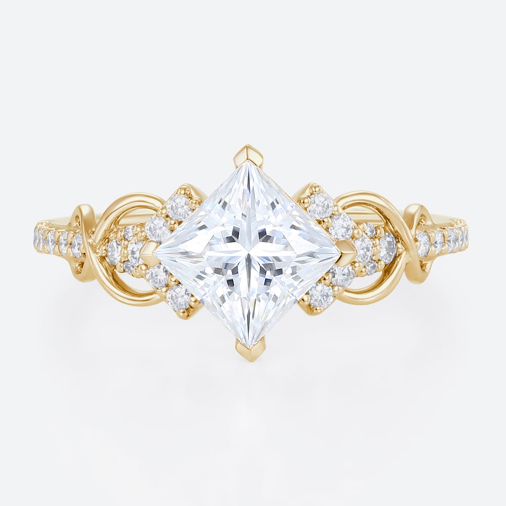 Infinity Princess Cut Lab Diamond Engagement Ring with Filigree Band