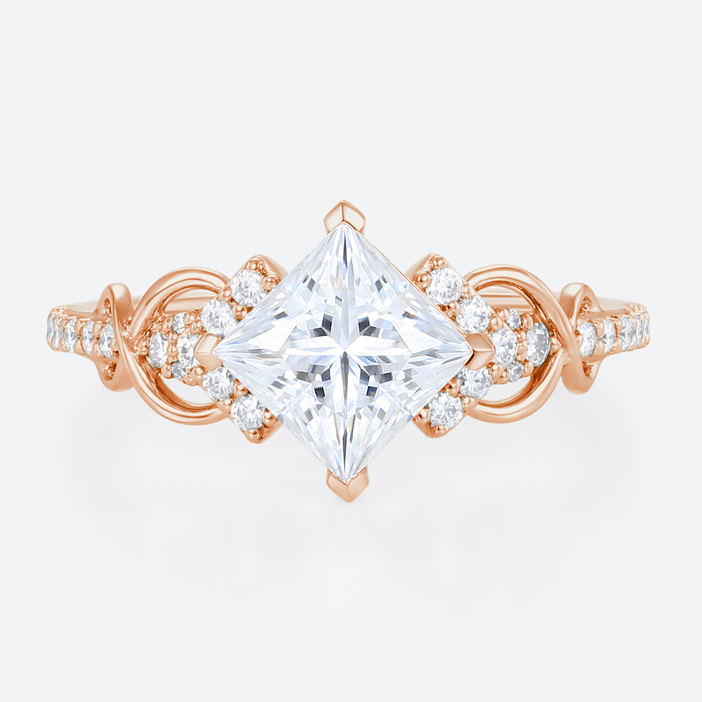 Infinity Princess Cut Lab Diamond Engagement Ring with Filigree Band
