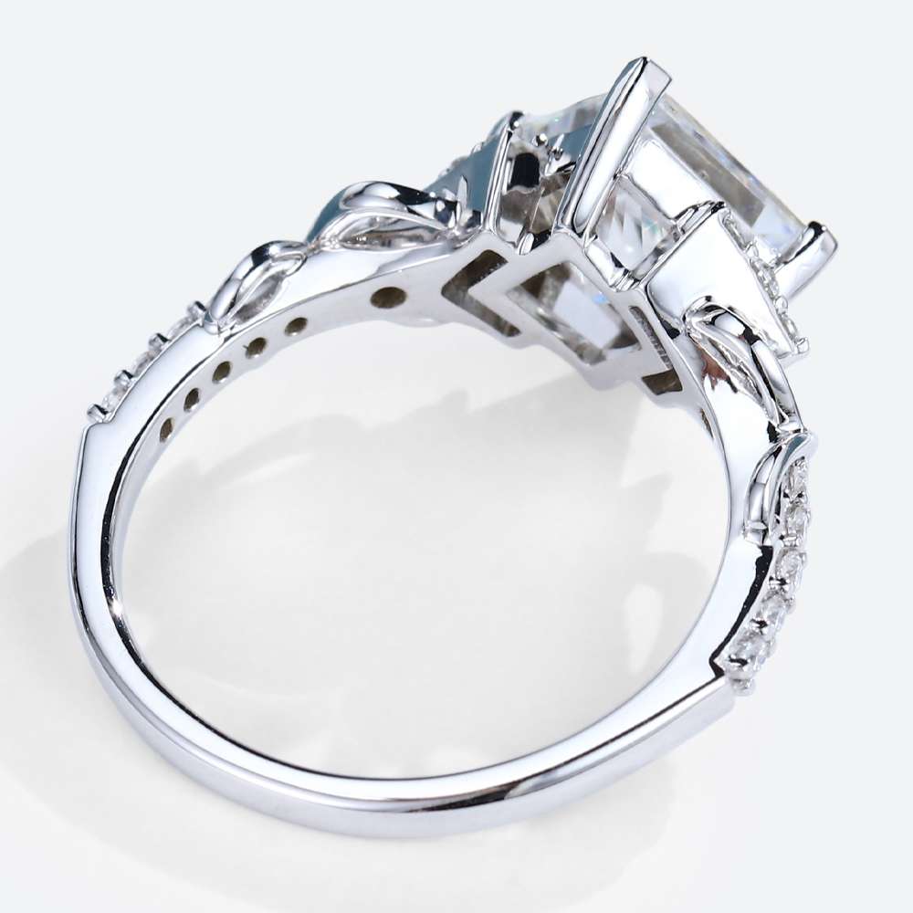 Princess Cut Moissanite Ring Vintage White Gold Engagement Rings