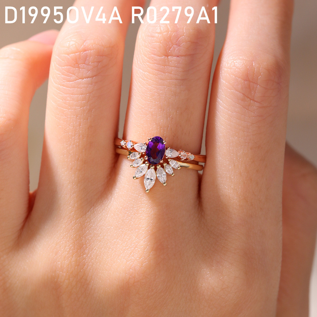 Yellow Gold Marquise Cut Moissanite Rings Curved Wedding Band