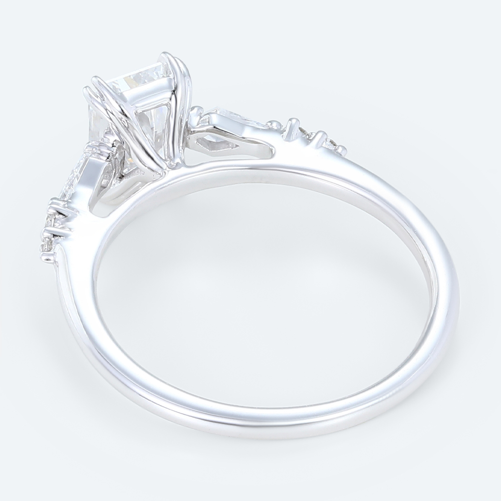 Modern Radiant Cut Lab Diamond Ring | Slim Pavé Gold Band in White Gold