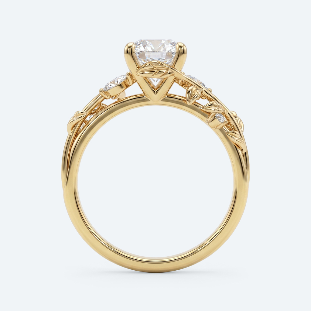 Radiant Cut Lab Grown Diamond Nature-inspired 4 Claw Prong Engagement Ring in Rose Gold (3)