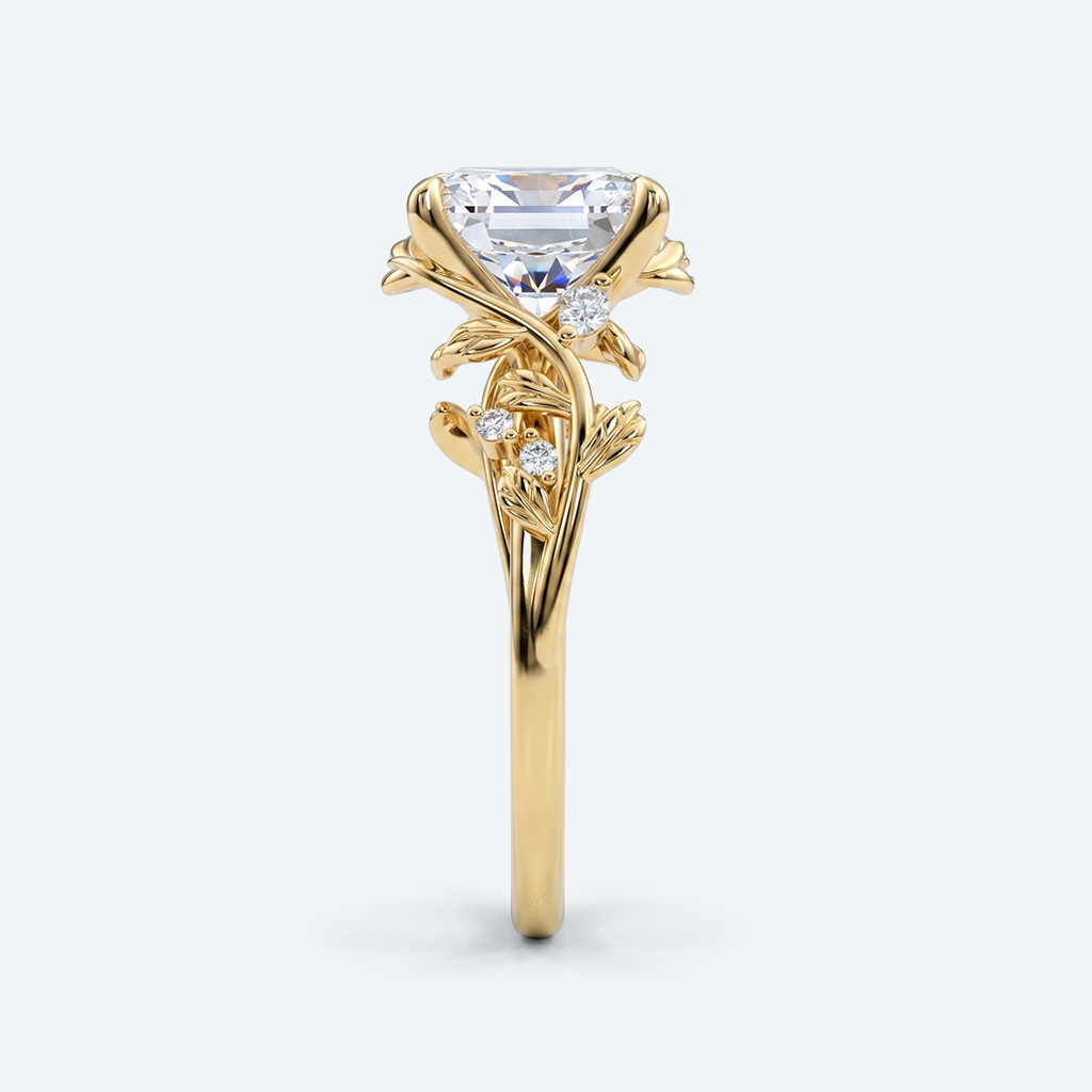 Radiant Cut Lab Grown Diamond Nature-inspired 4 Claw Prong Engagement Ring in Rose Gold (7)