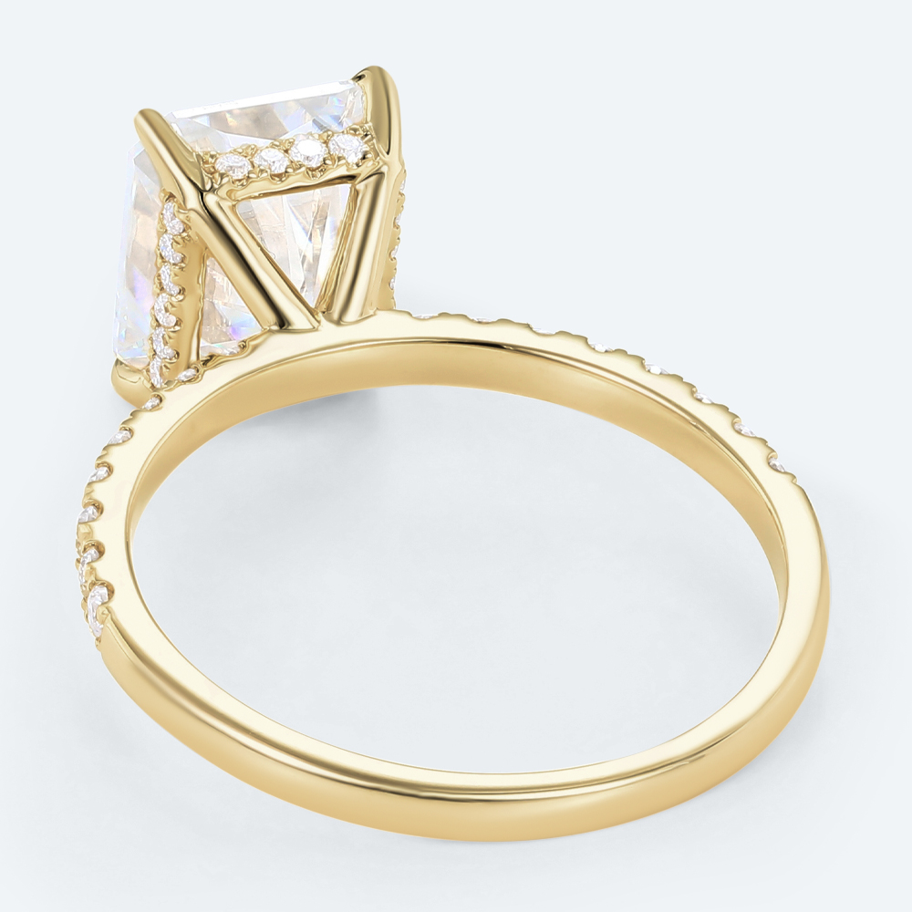 Radiant Cut Lab Grown Diamond Pavé 4 Claw Prong Engagement Ring (3)