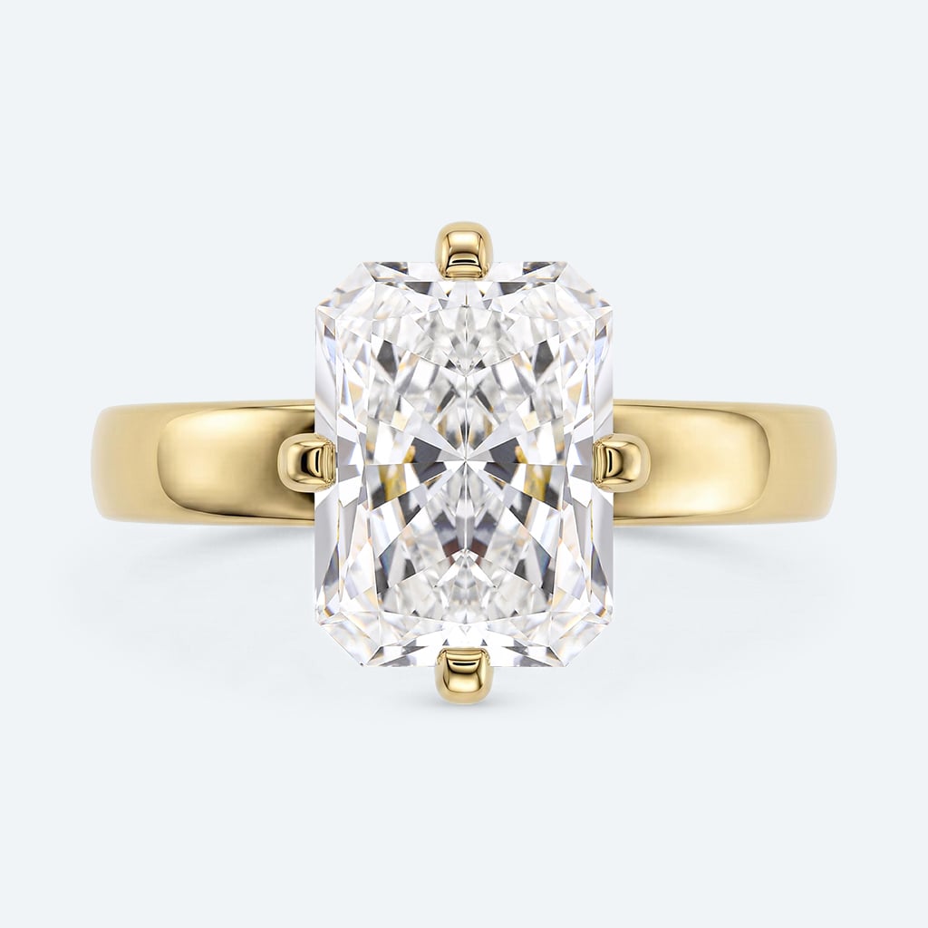 Radiant Cut Lab Grown Diamond Solitaire 4-Prong Engagement Ring in Yellow Gold