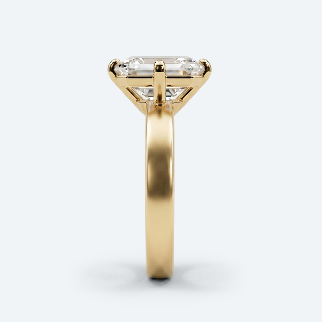 Radiant Cut Lab Grown Diamond Solitaire 4-Prong Engagement Ring in Yellow Gold