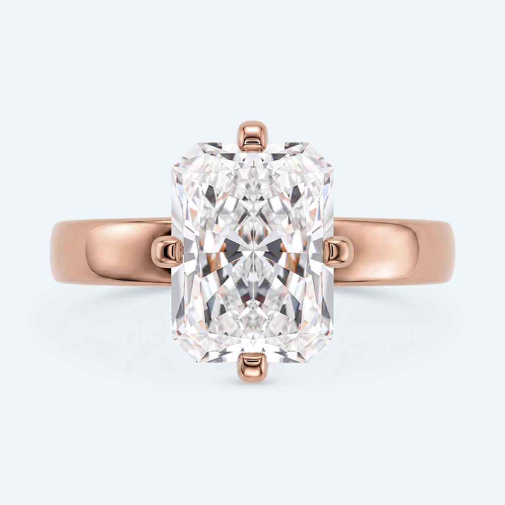 Radiant Cut Lab Grown Diamond Solitaire 4-Prong Engagement Ring in Rose Gold