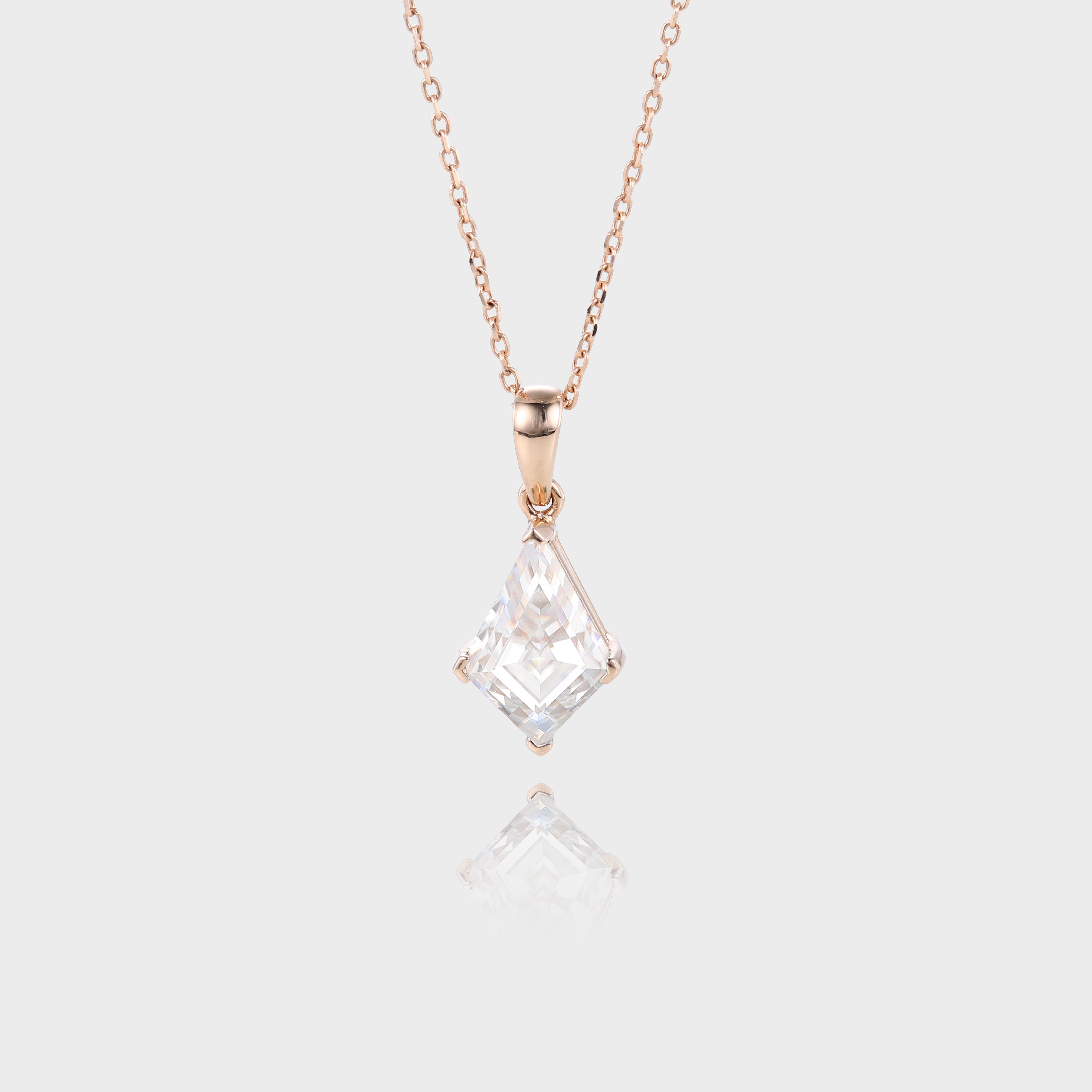 Rose Gold Floating Kite Cut Lab Diamond Solitaire Necklace