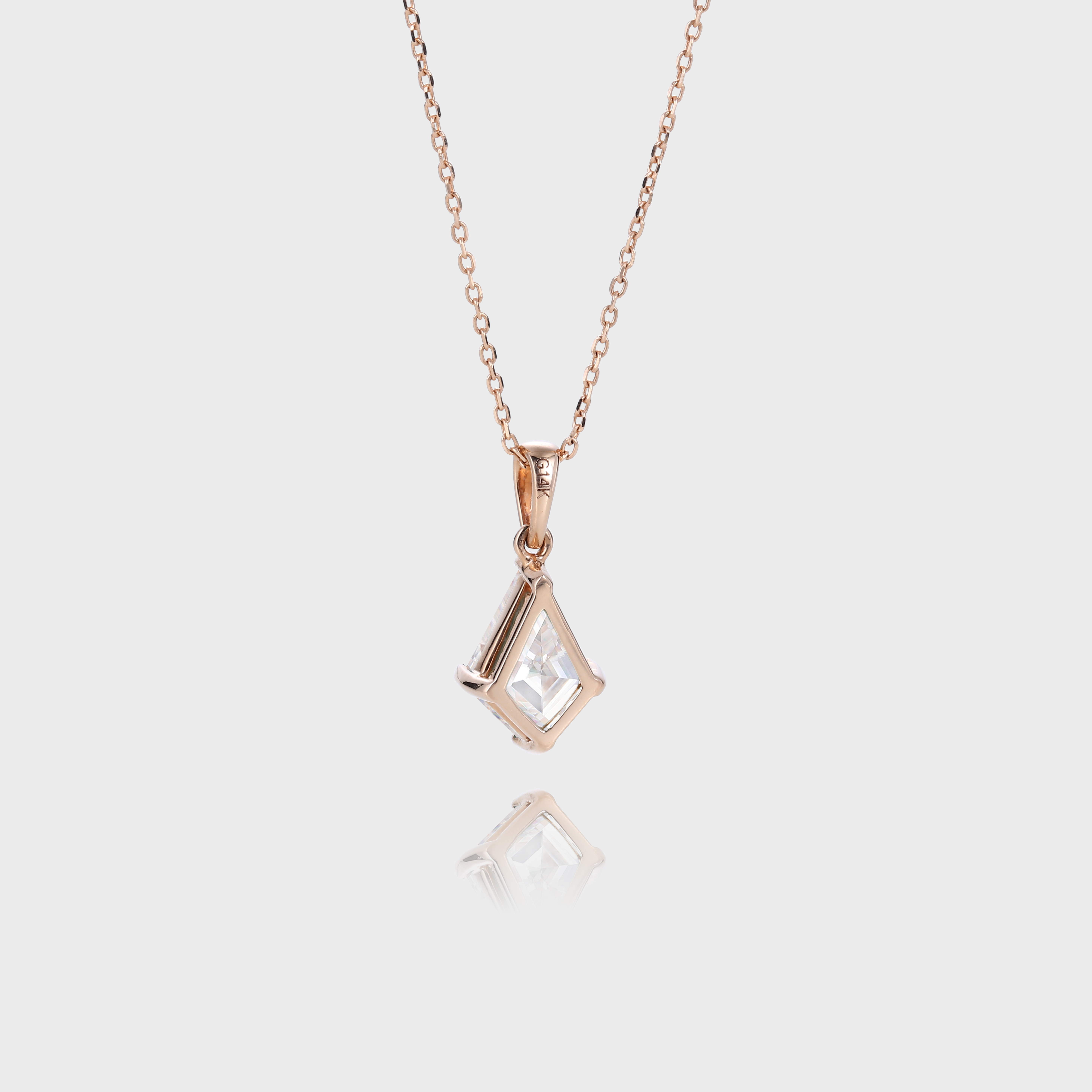 Rose Gold Floating Kite Cut Lab Diamond Solitaire Necklace