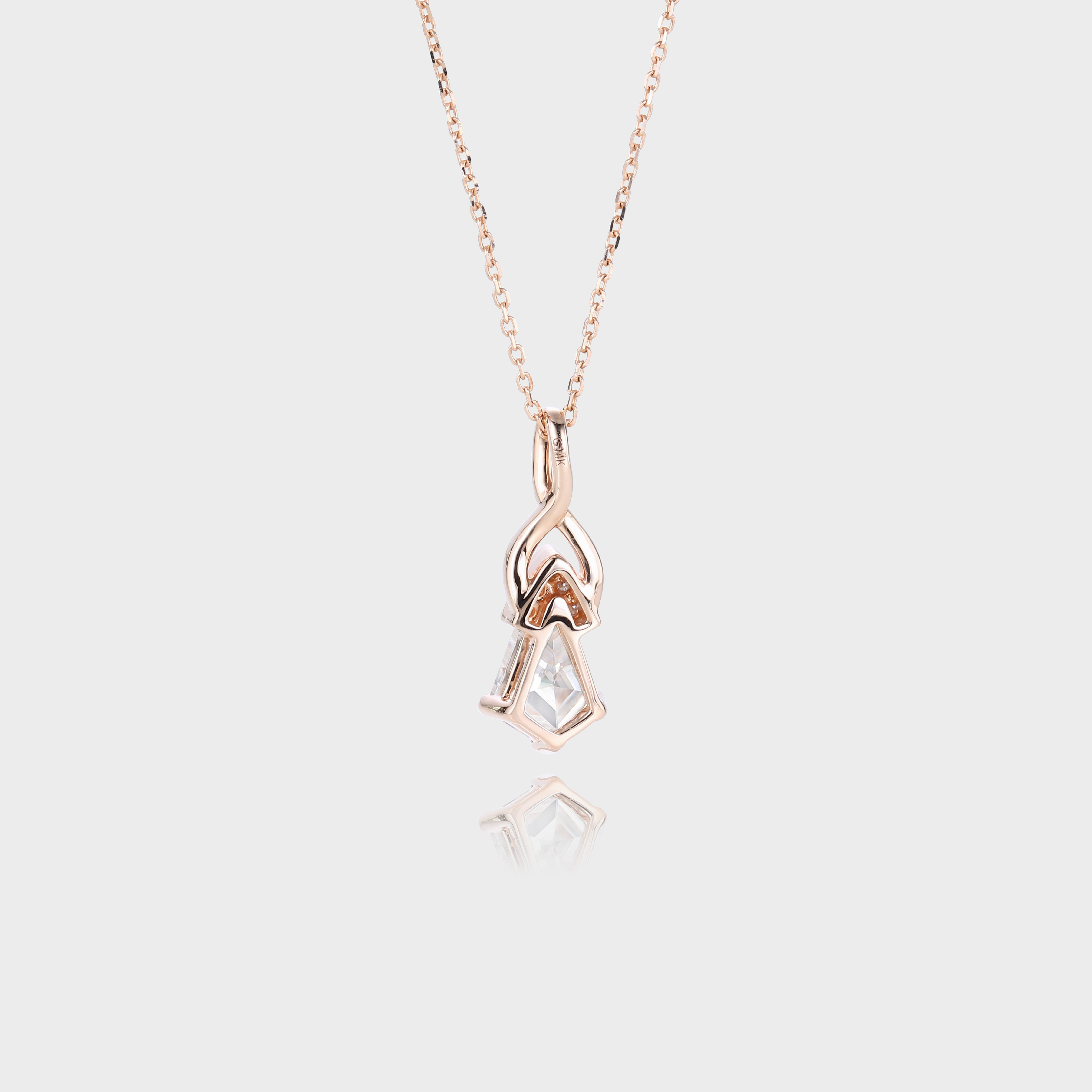 Rose Gold Kite Cut Lab Grown Diamond Necklace With Fishtail Pendant Unique Necklace