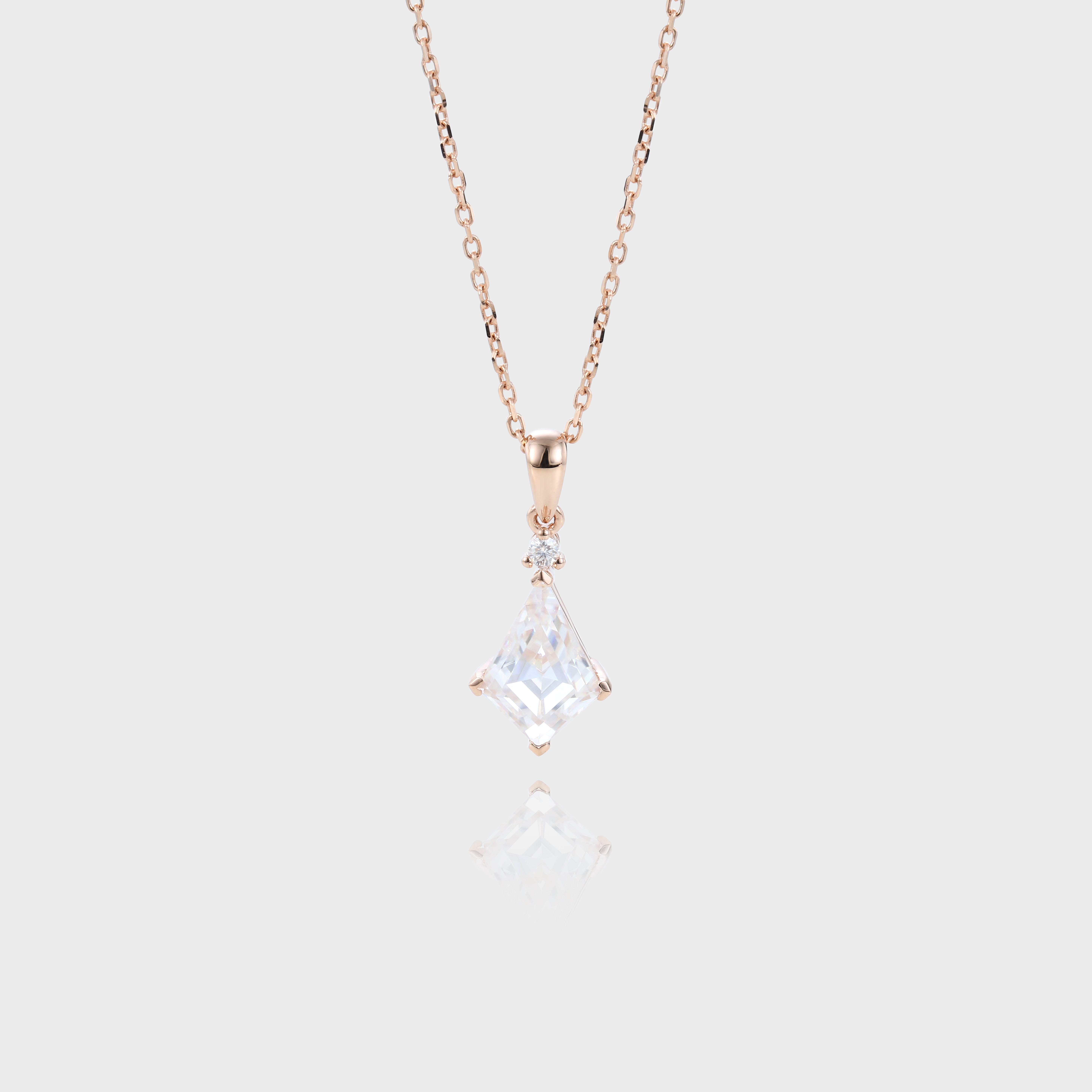 Simple Kite Cut Lab Diamond Pendant Necklace For Women