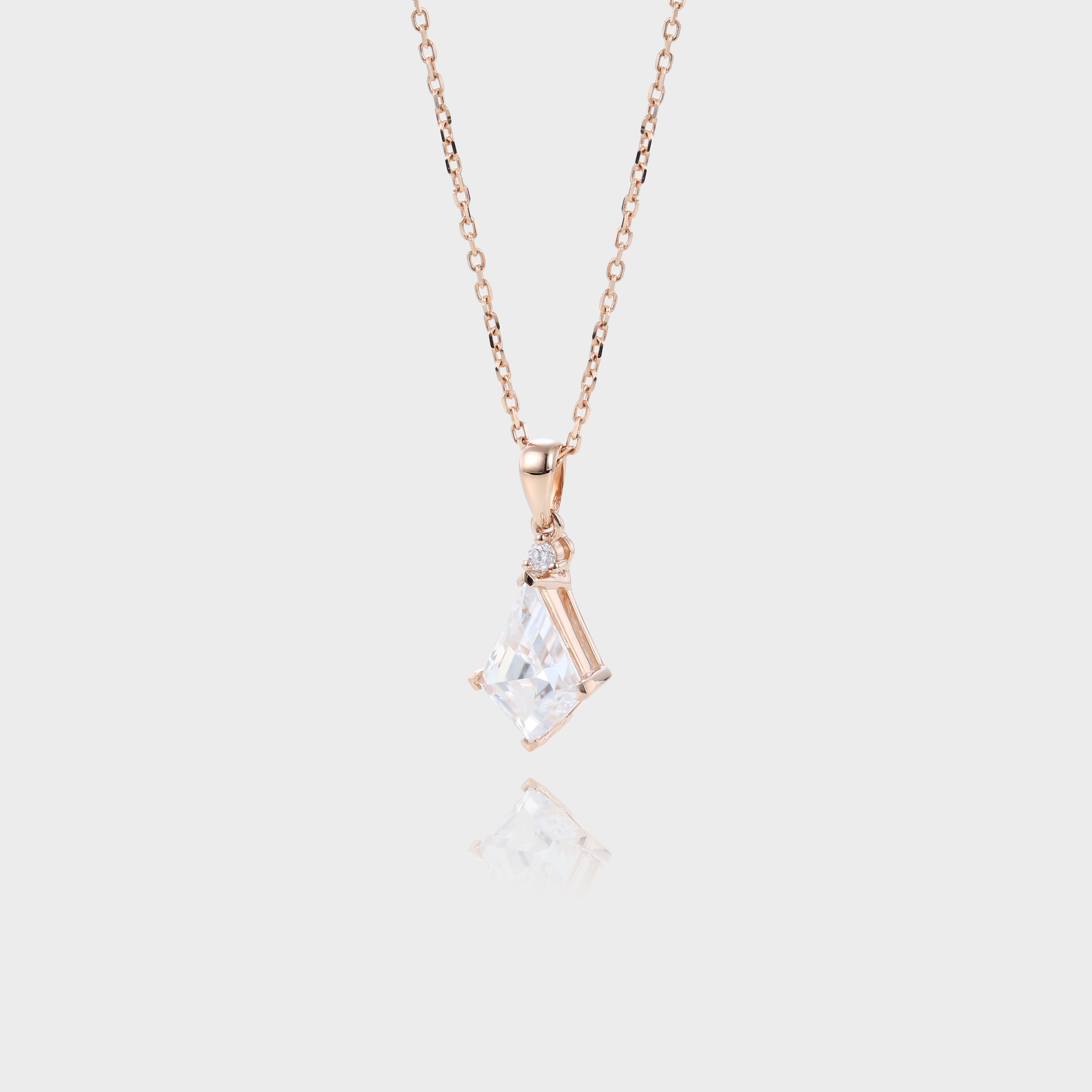 Simple Kite Cut Lab Diamond Pendant Necklace For Women