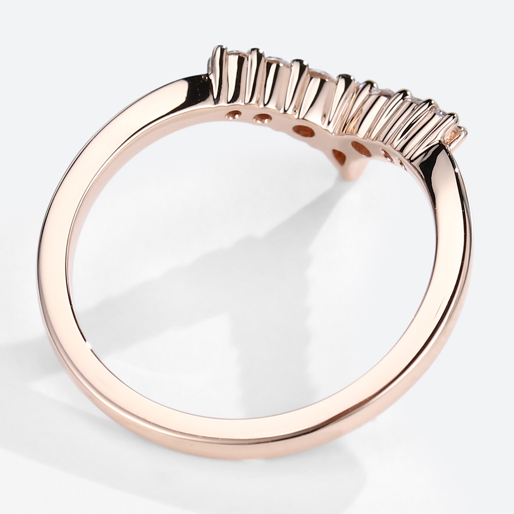 Kite Cut Moissanite Rose Gold Curved Matching Wedding Band