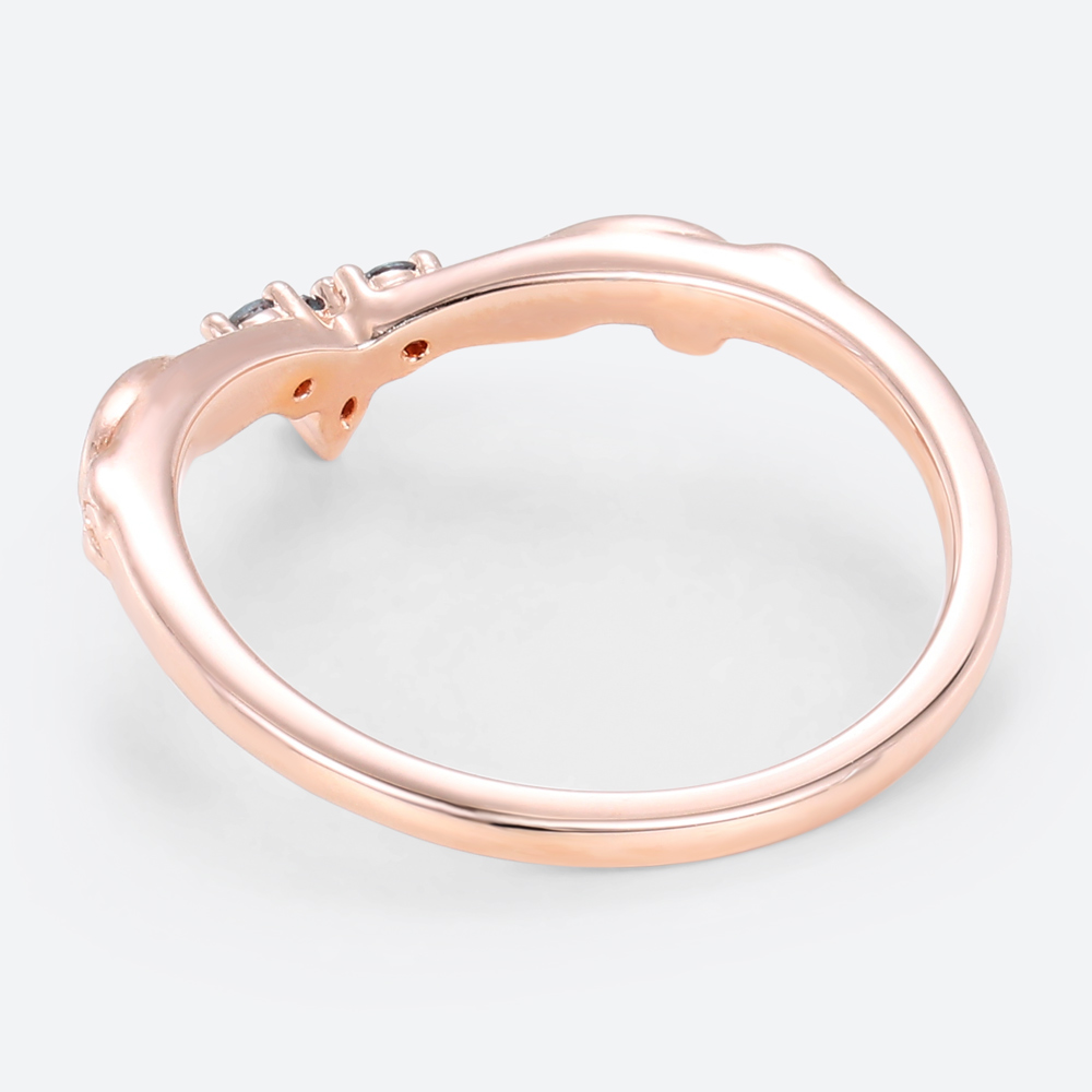 Alexandrite Wedding Rings Curved Band Rose Gold Stack Rings