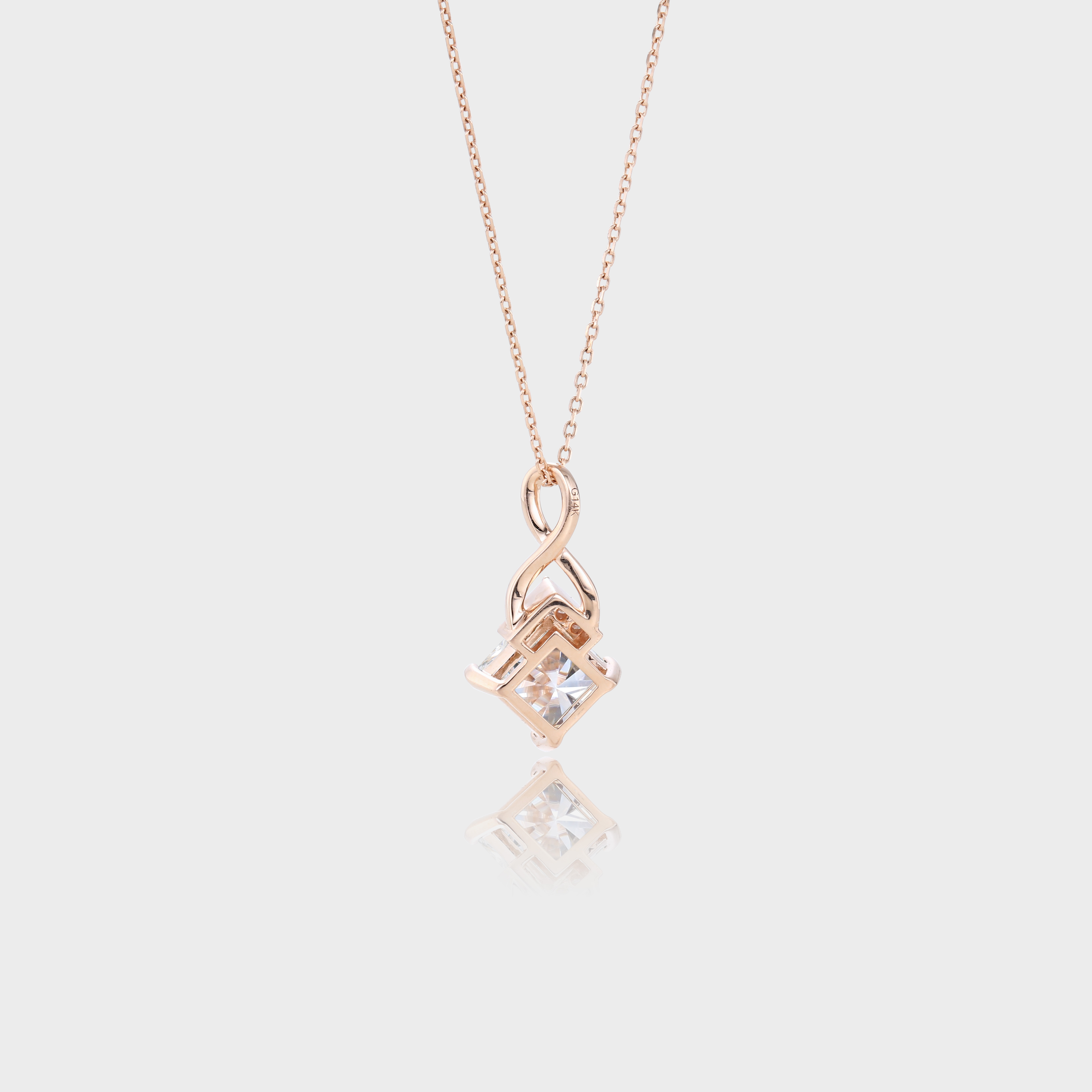 Rose Gold Princess Cut Lab Diamond Necklace Infinity Pendant Necklace (2)