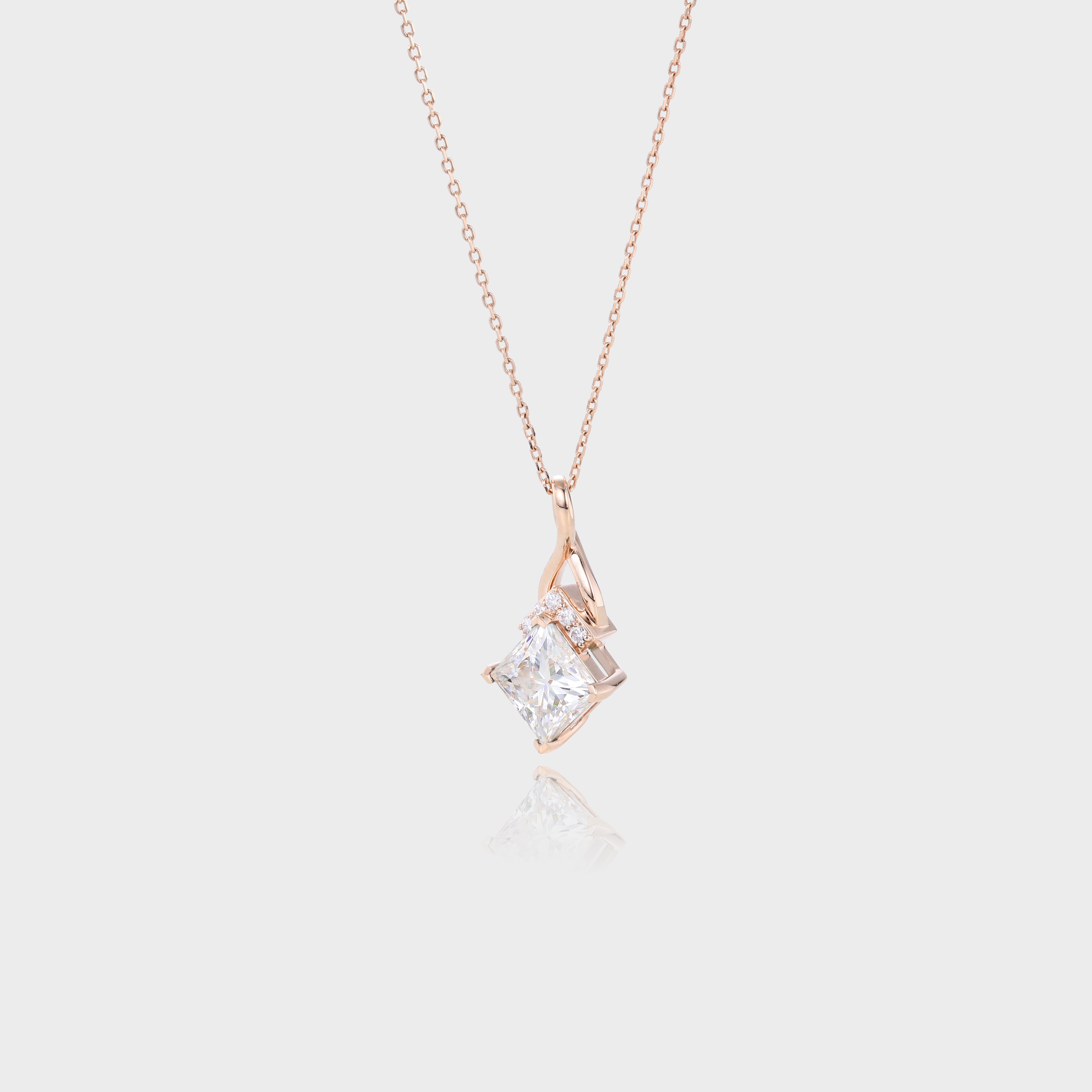 Rose Gold Princess Cut Lab Diamond Necklace Infinity Pendant Necklace (3)