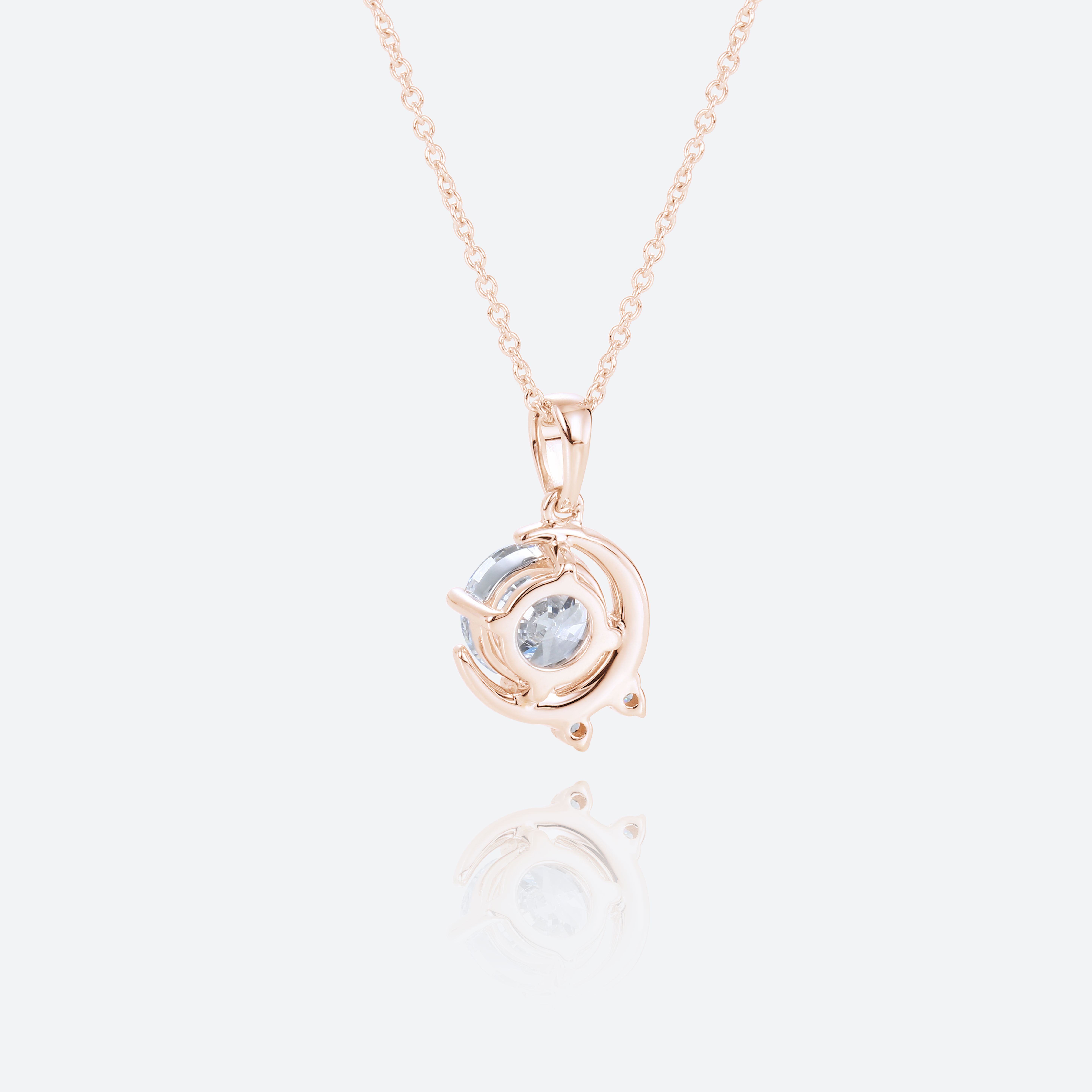 Rose Gold Round Cut Lab Diamond Necklace Star and Moon Series Pendant Necklace (3)