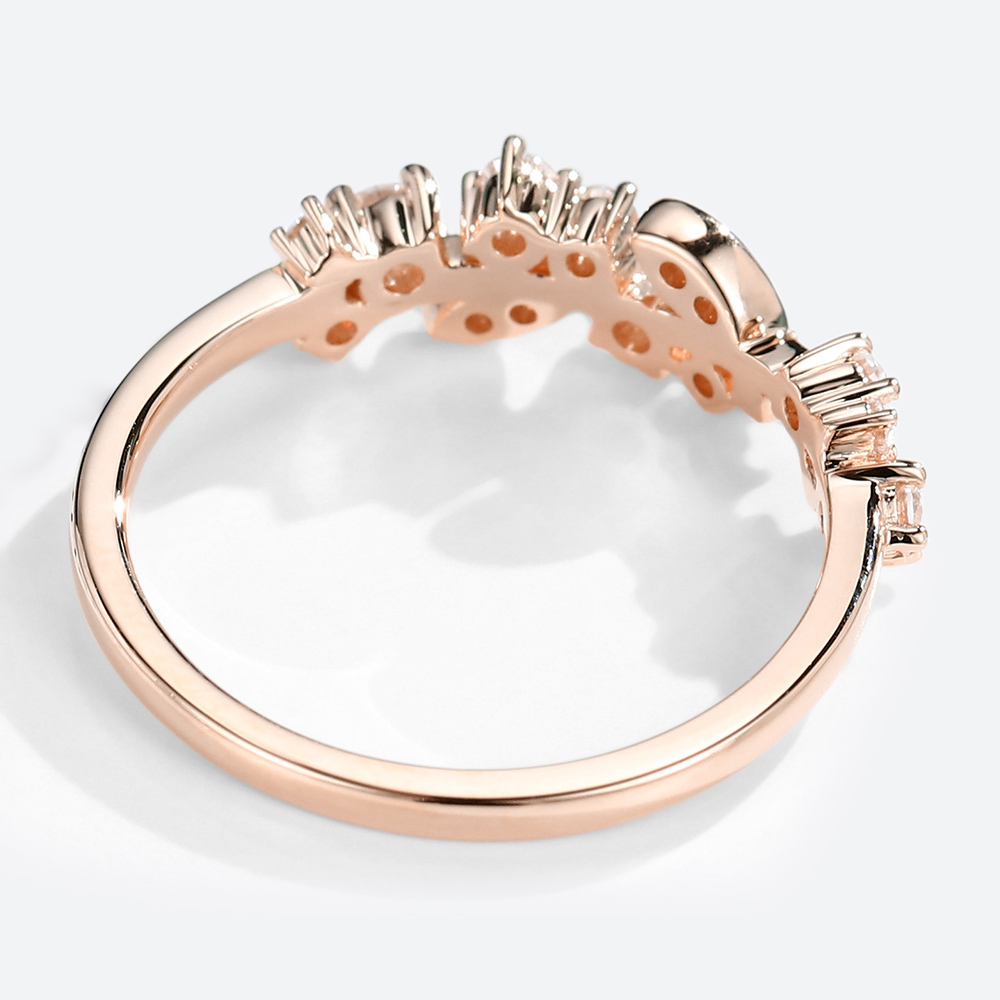 Rose Gold Moissanite Leaf Curved Matching Wedding Band