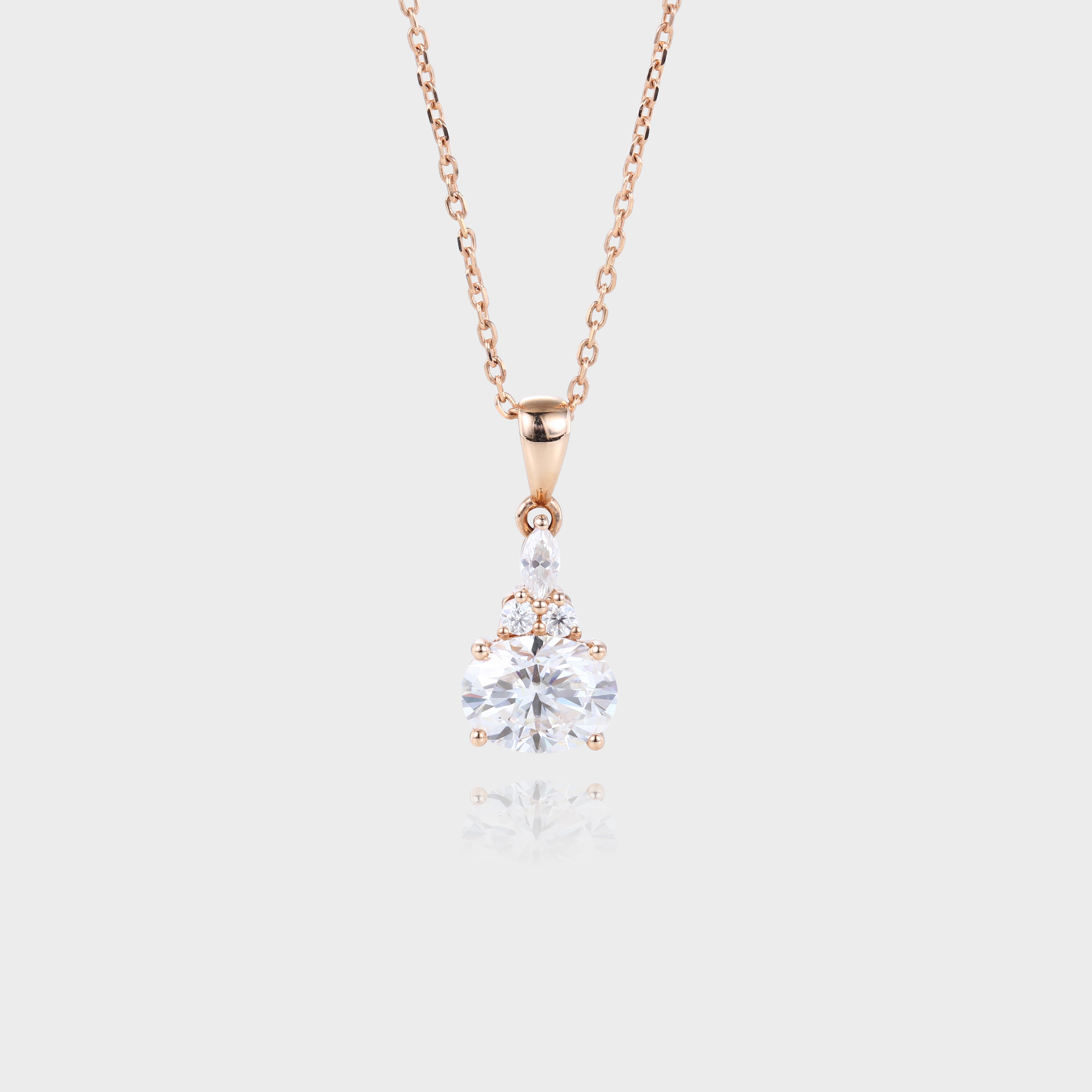 Rose Gold Simple East-West Oval Cut Lab Diamond Necklace (1)