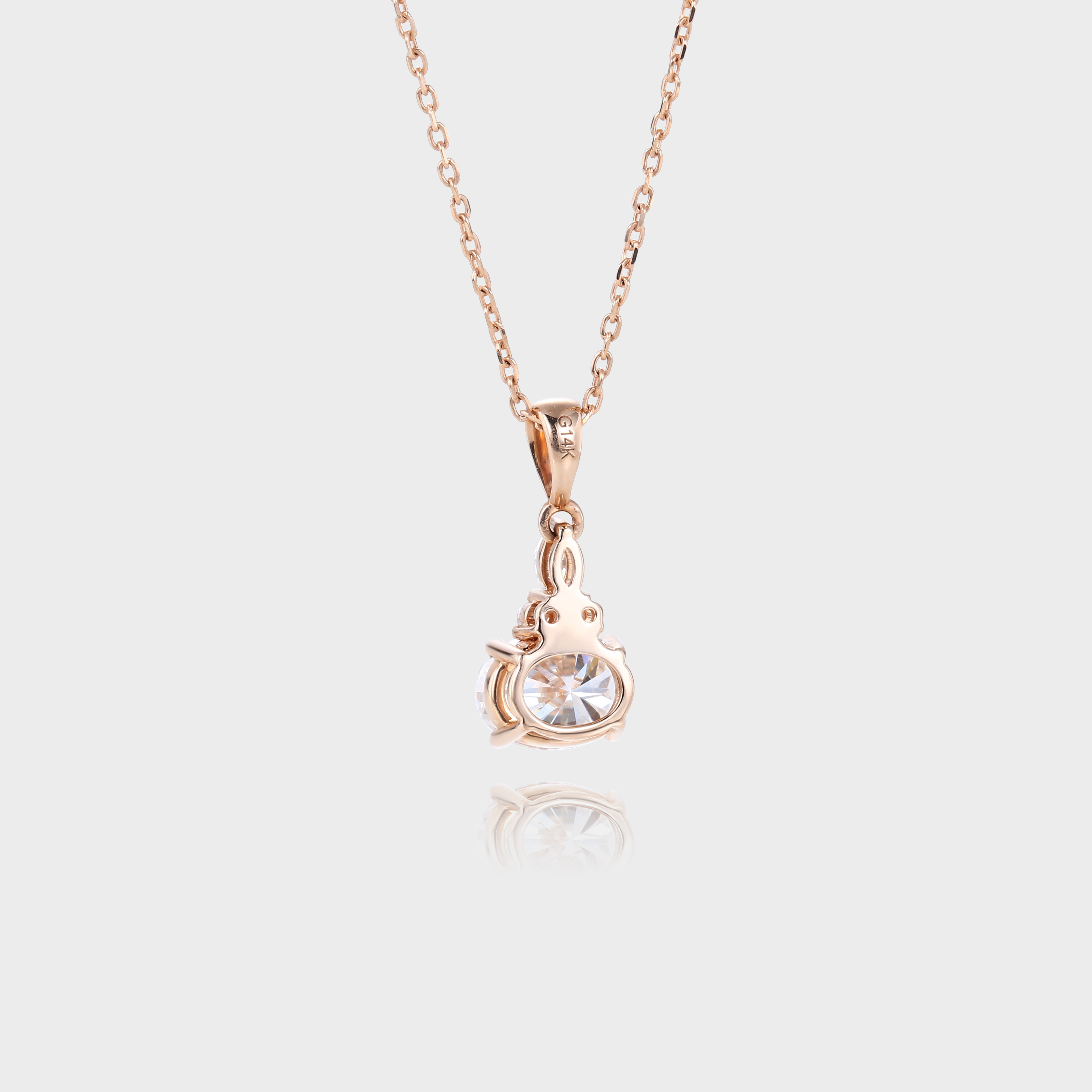 Rose Gold Simple East-West Oval Cut Lab Diamond Necklace (2)