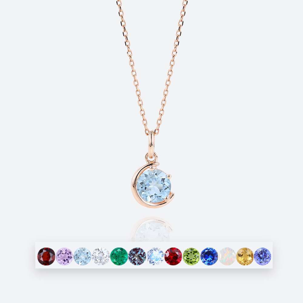Round Cut Birthstone Solitaire Necklace Pendant Celestial Beauty Necklace