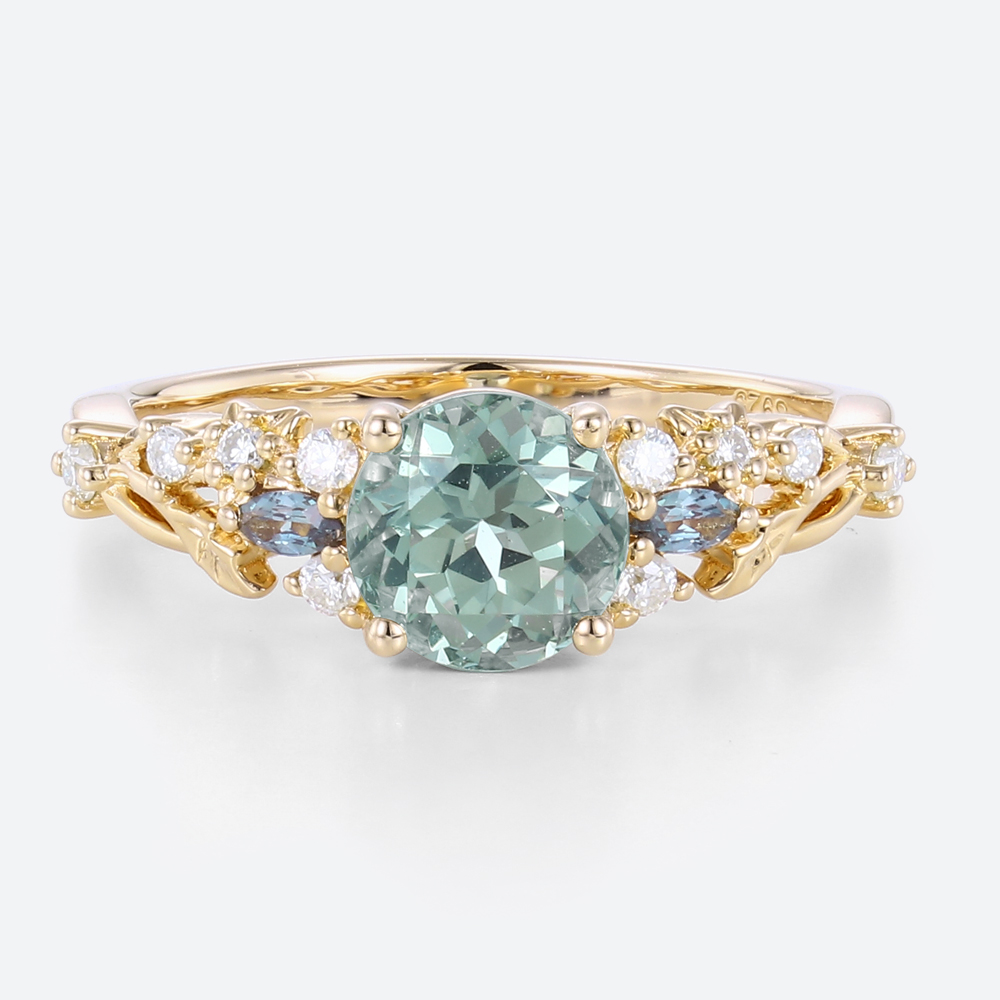 Green Sapphire Engagement Rings Vintage Alexandrite Rings Round cut rings