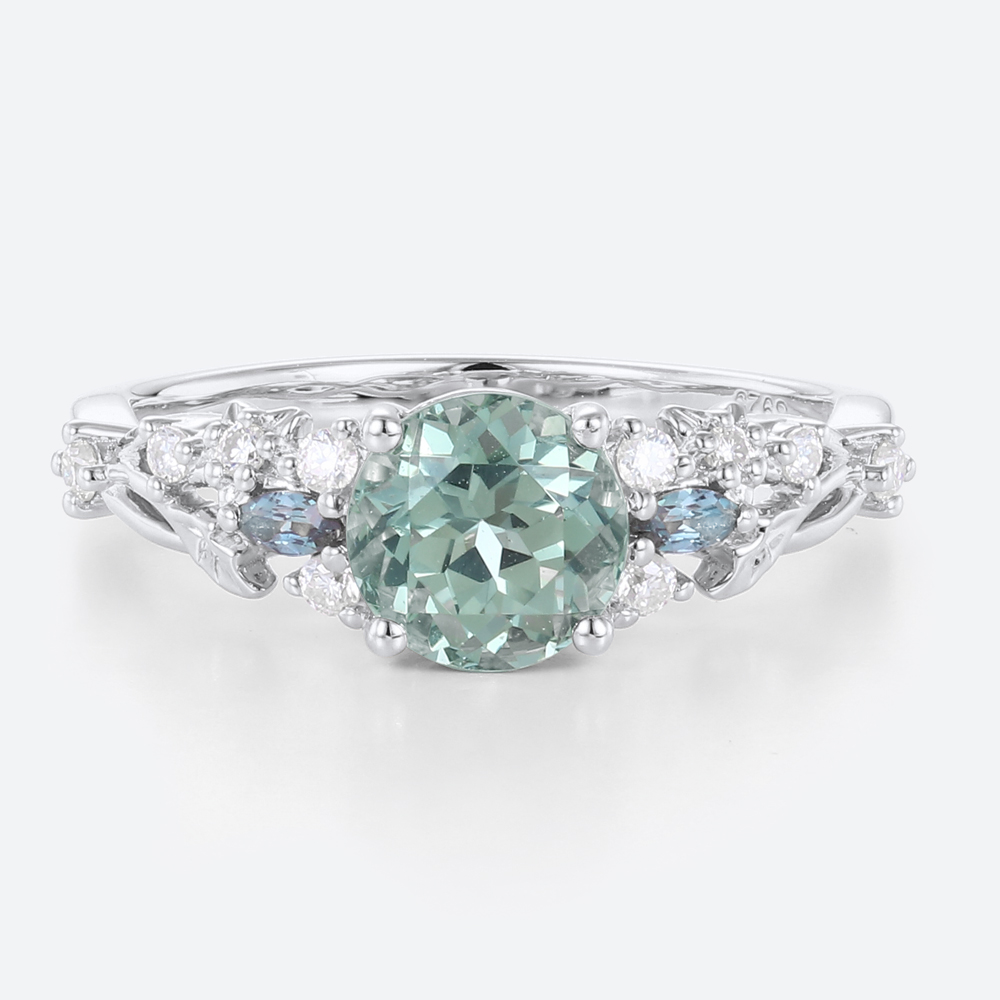 Green Sapphire Engagement Rings Vintage Alexandrite Rings Round cut rings