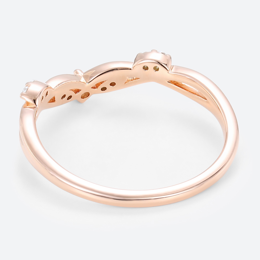 Women's Lab Grown Diamond Rings Rose Gold Wedding Band Curved