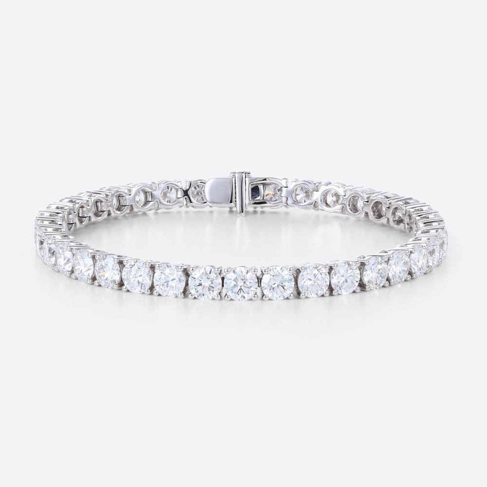 Black Friday Jewelry - Lab Grown Tennis Bracelet Round 14k White Gold Classic Bracelet