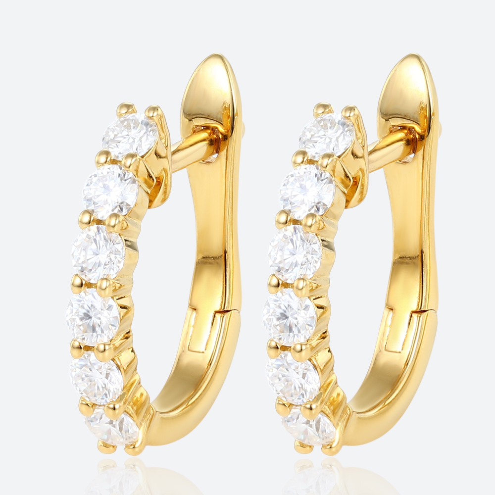14k Gold Hoop Earrings Yellow Gold Lab Grown Diamond Earrings