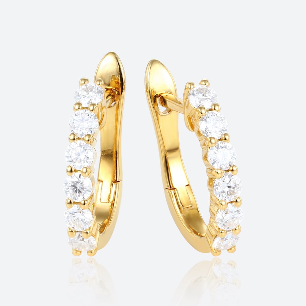 14k Gold Hoop Earrings Yellow Gold Lab Grown Diamond Earrings