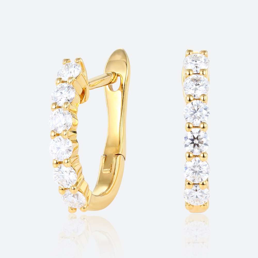 Round Cut Lab Diamond Minimalist Hoop Earrings Classic Chic Huggies Earrings