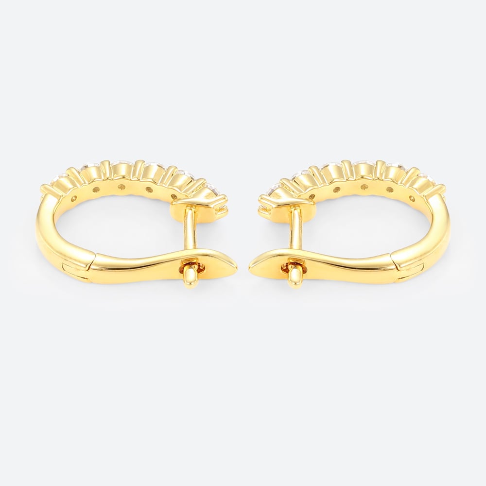 Round Cut Lab Diamond Minimalist Hoop Earrings Classic Chic Huggies Earrings (4)