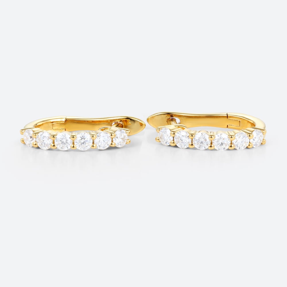14k Gold Hoop Earrings Yellow Gold Lab Grown Diamond Earrings
