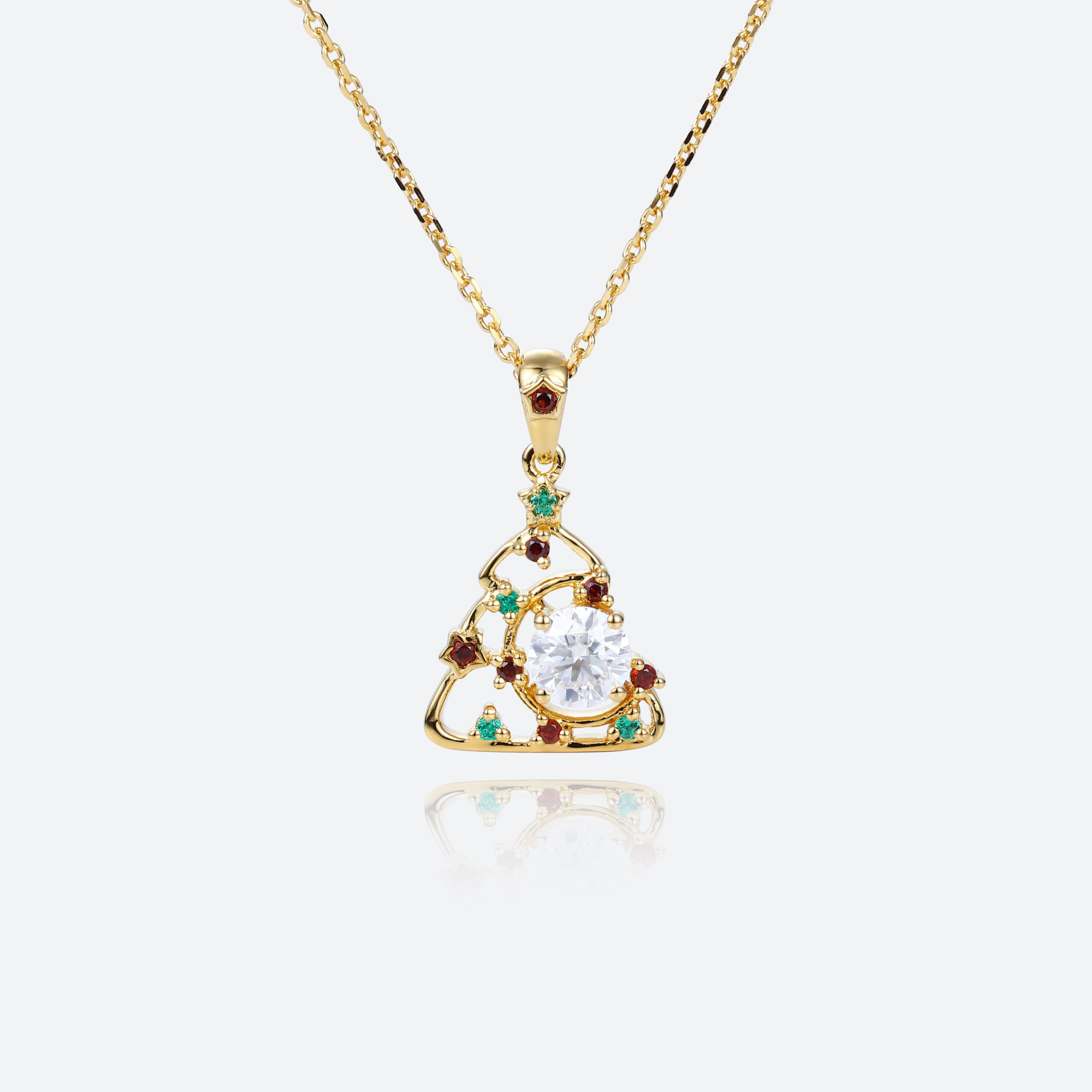 Lab Grown Diamond Gold Necklace Multi Colored Gemstone Necklace