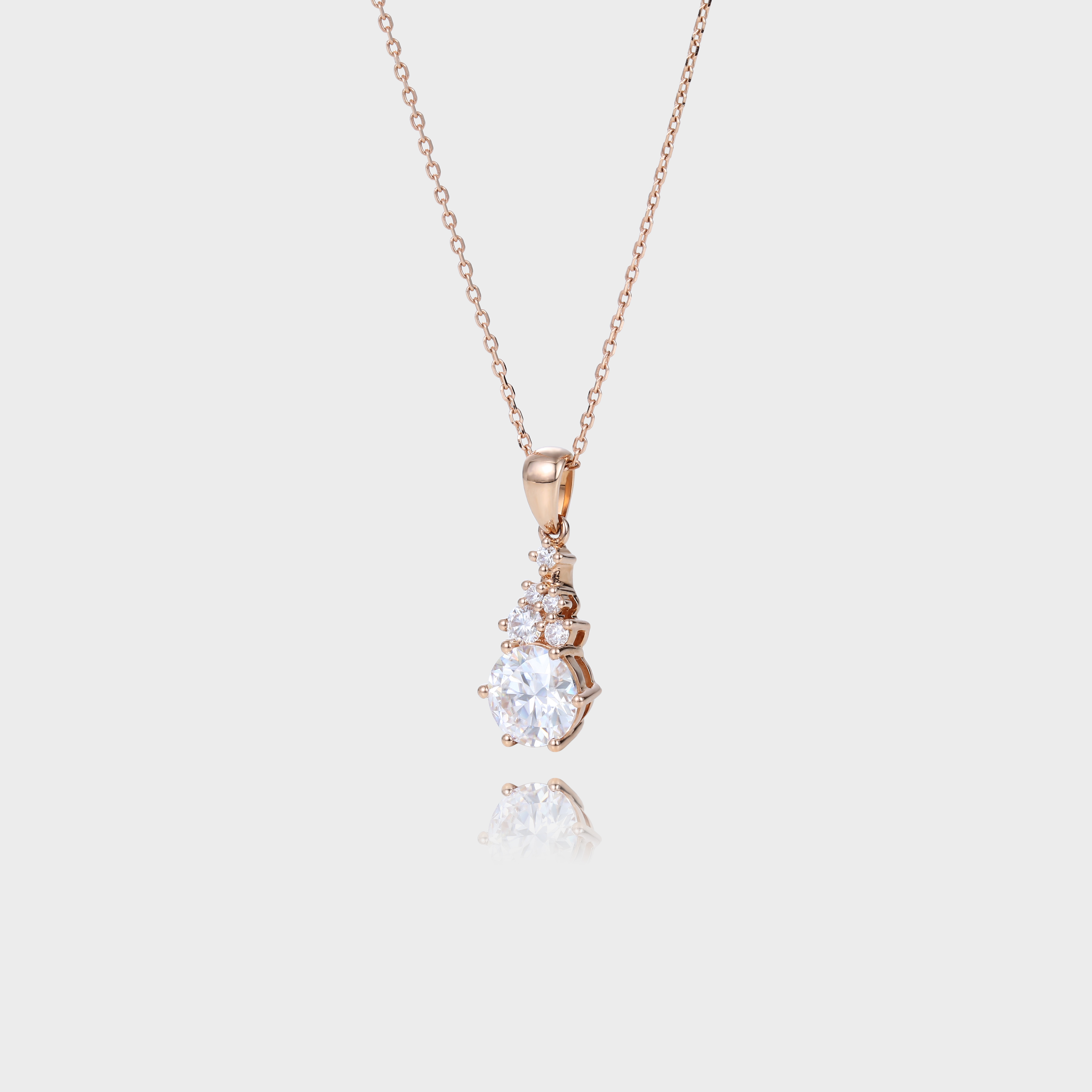 Round Cut Lab Diamond Necklace Cluster Pendant Necklace (2)