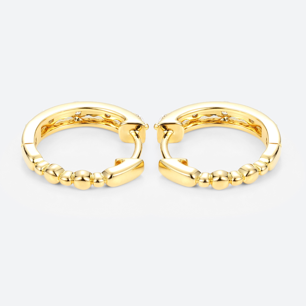 Round Cut Lab Diamond Refined Style Hoop Earrings Milgrain Hinged Clicker Earrings