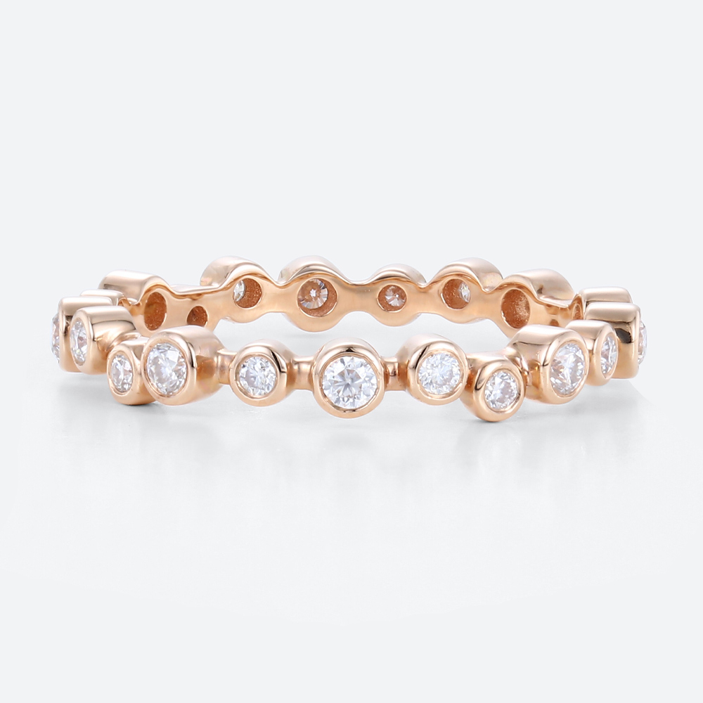 Eternity Band Stack Rings Lab Diamond Rose Gold Women Wedding Rings
