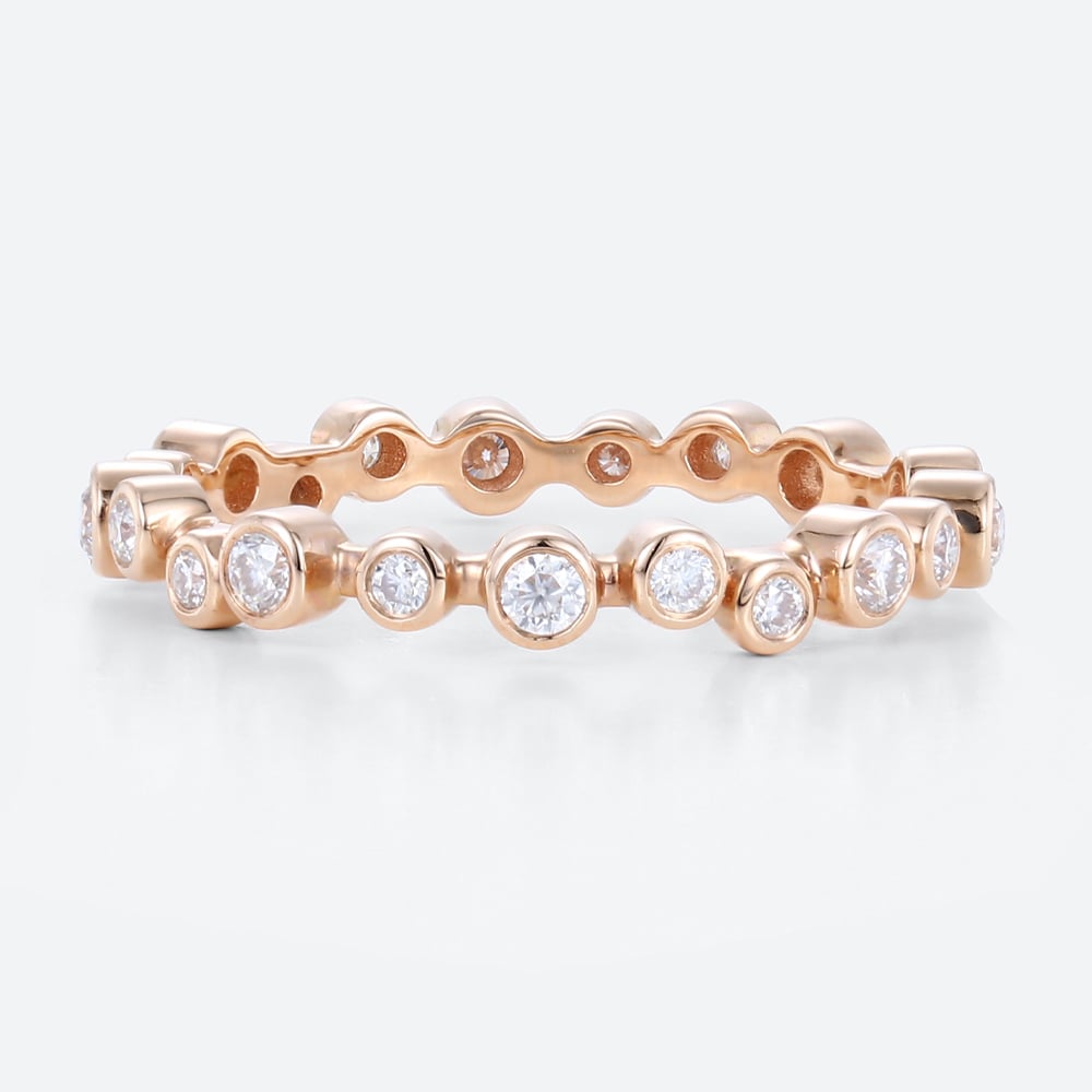 Eternity Band Stack Rings Lab Diamond Rose Gold Women Wedding Rings