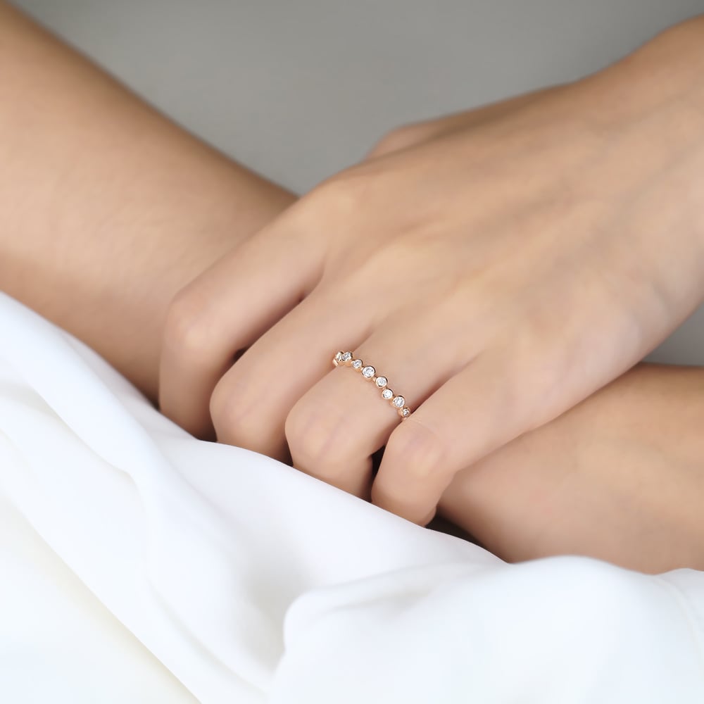Eternity Band Stack Rings Lab Diamond Rose Gold Women Wedding Rings