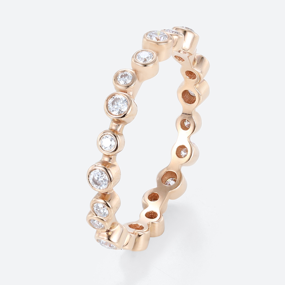 Eternity Band Stack Rings Lab Diamond Rose Gold Women Wedding Rings