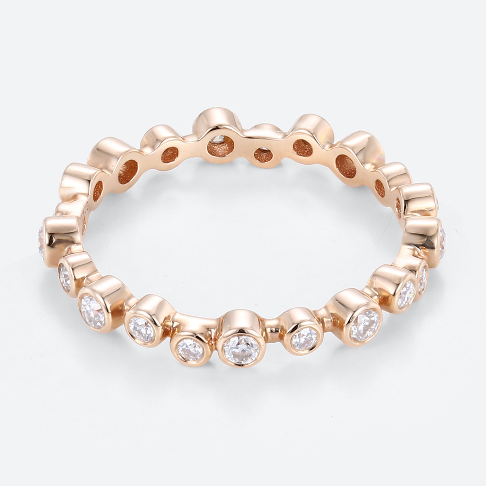 Eternity Band Stack Rings Lab Diamond Rose Gold Women Wedding Rings