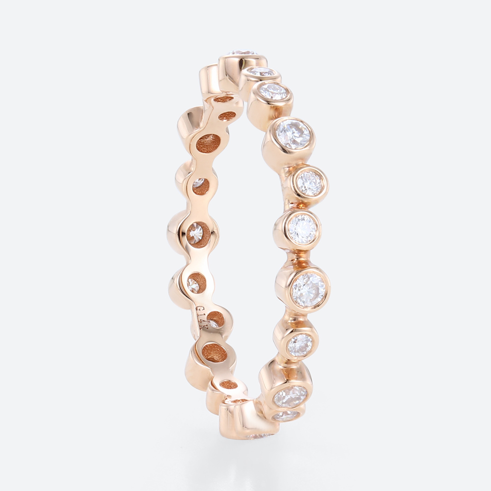 Eternity Band Stack Rings Lab Diamond Rose Gold Women Wedding Rings