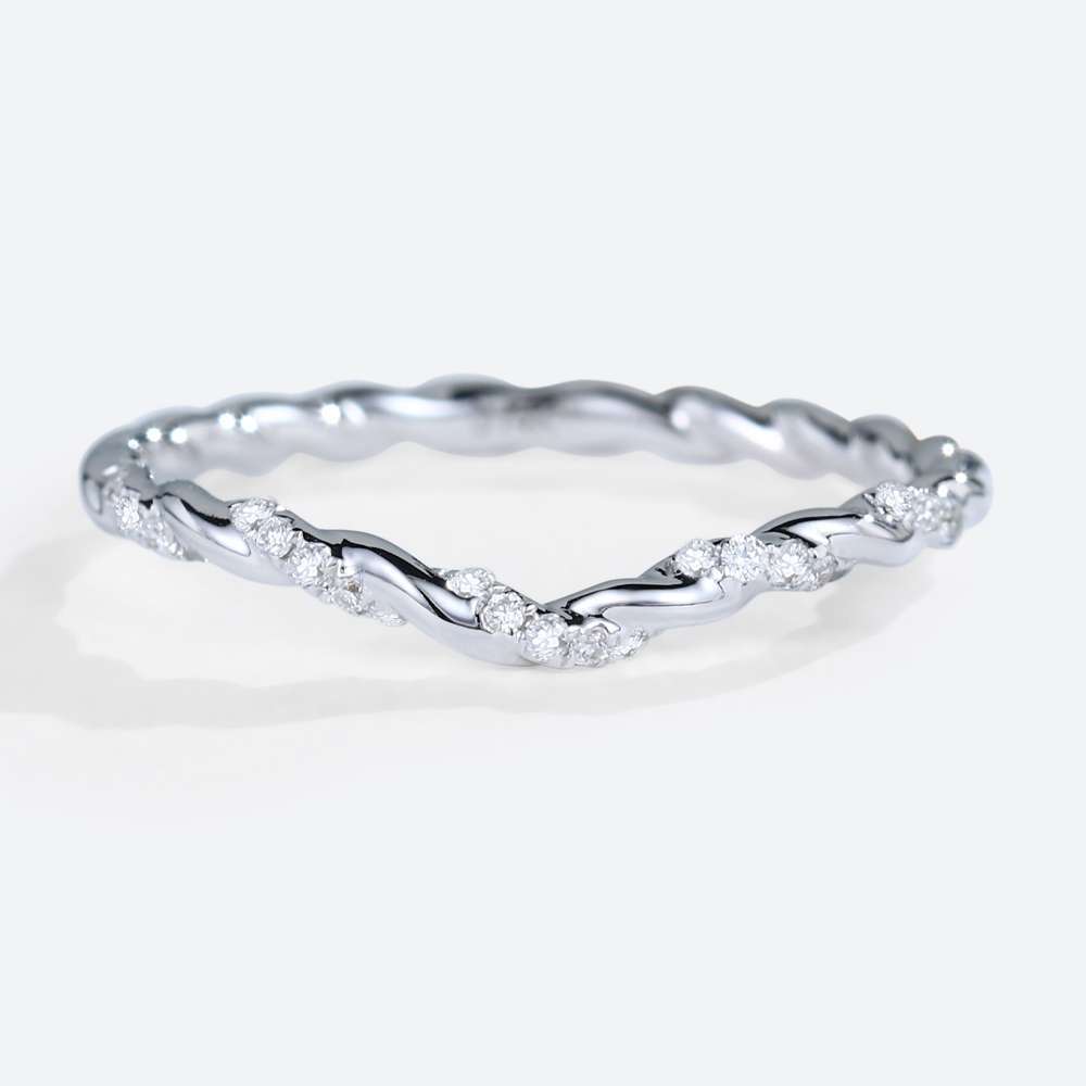 Twisted Wedding Rings White Gold Curved Wedding Bandart Deco Lab Grown Diamond Ring