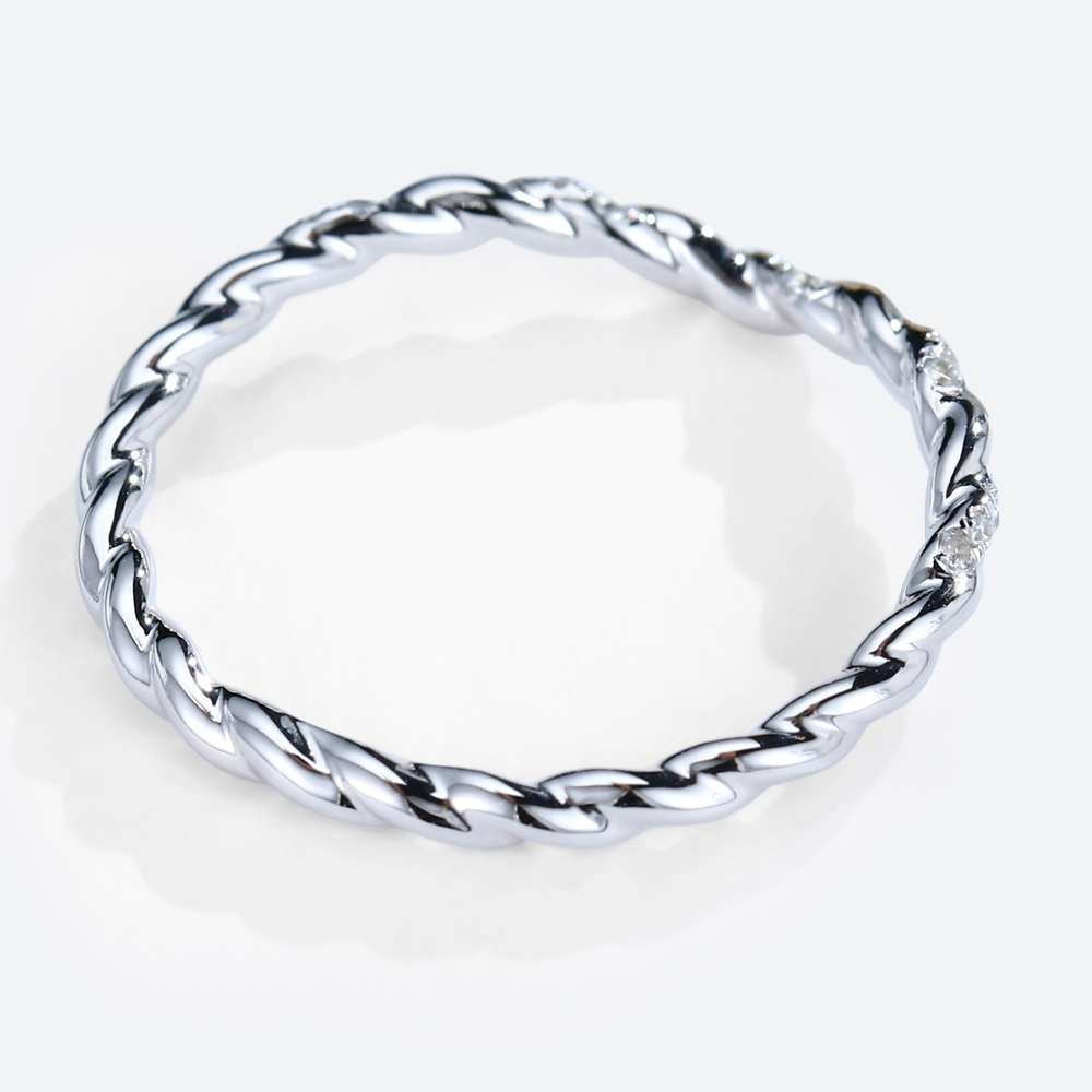 Twisted Wedding Rings White Gold Curved Wedding Bandart Deco Lab Grown Diamond Ring