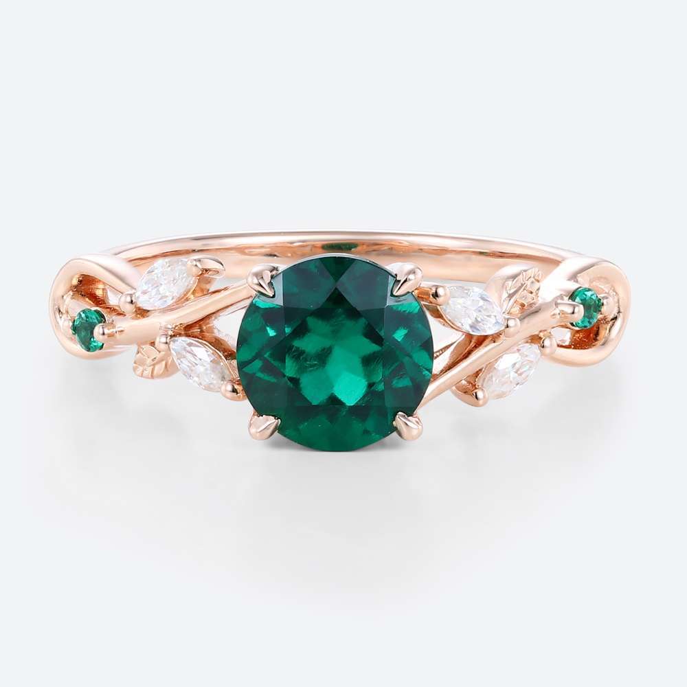 Vintage Mothers Rings Round Emerald Ring Lab Emerald Rings