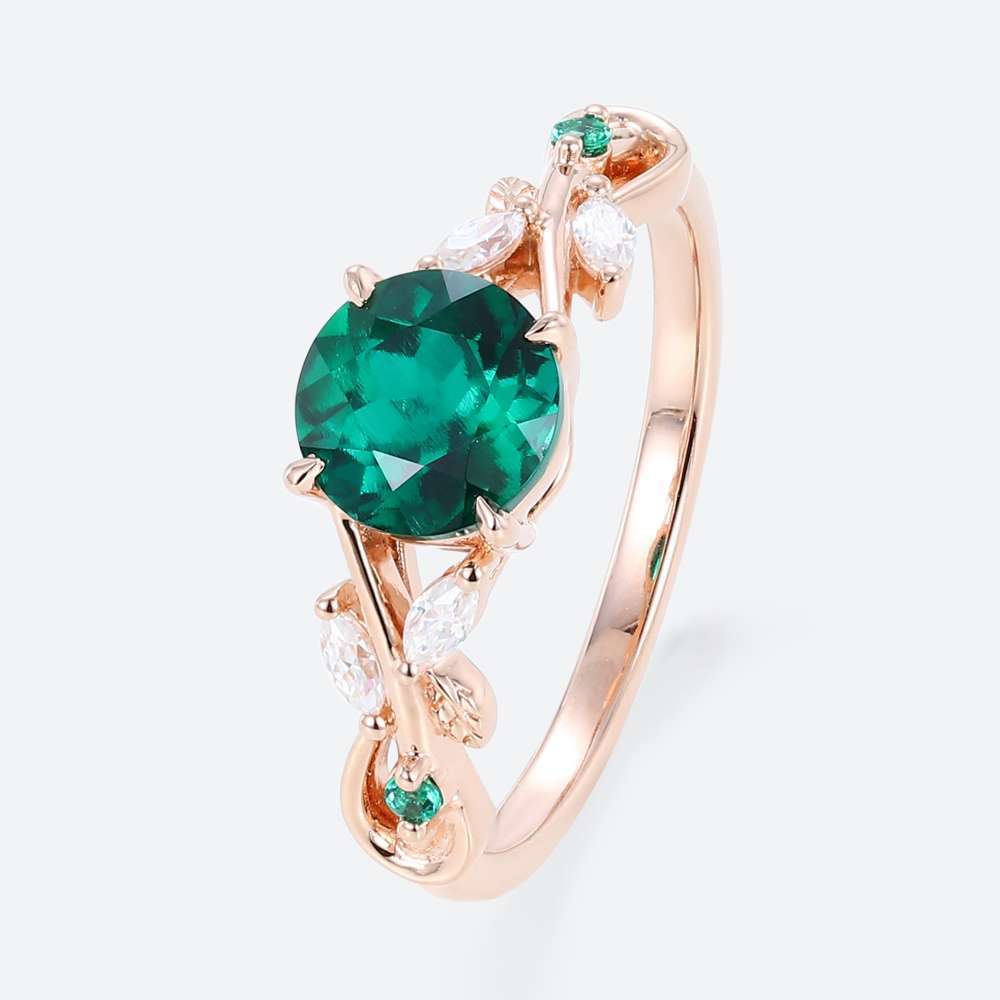 Vintage Mothers Rings Round Emerald Ring Lab Emerald Rings