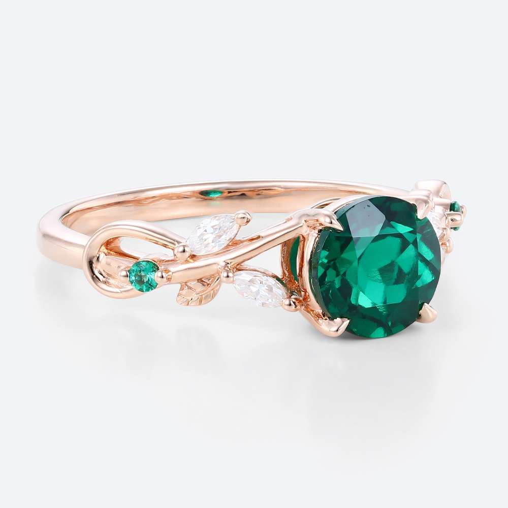 Vintage Mothers Rings Round Emerald Ring Lab Emerald Rings