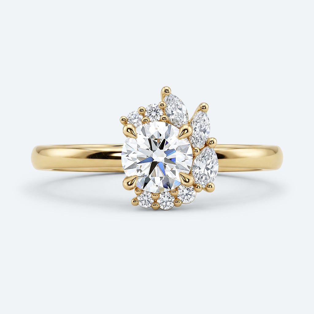 Round Halo Engagement Rings Lab Grown Diamonds Unique Ring