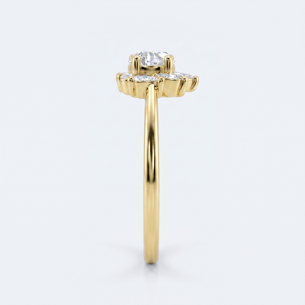 Round Halo Engagement Rings Lab Grown Diamonds Unique Ring